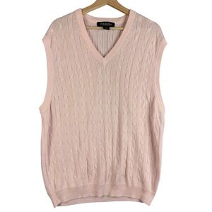Brooks Brothers Country Club Mens‎ XL Pink Cable Knit V Neck Sweater Vest Cotton